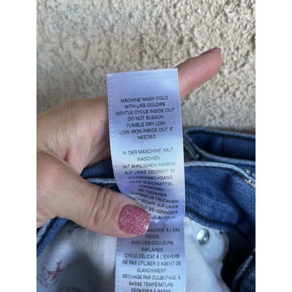 True Religion Straight Flap Cut Off Shorts - Size 38 - Ombre Blue - Picture 10 of 11